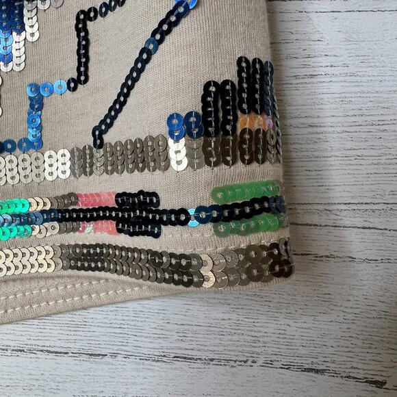 Express Skirt Womens Size S/P Tan Sequin Aztec Mini Sparkle Glam Summertime - Picture 5 of 13